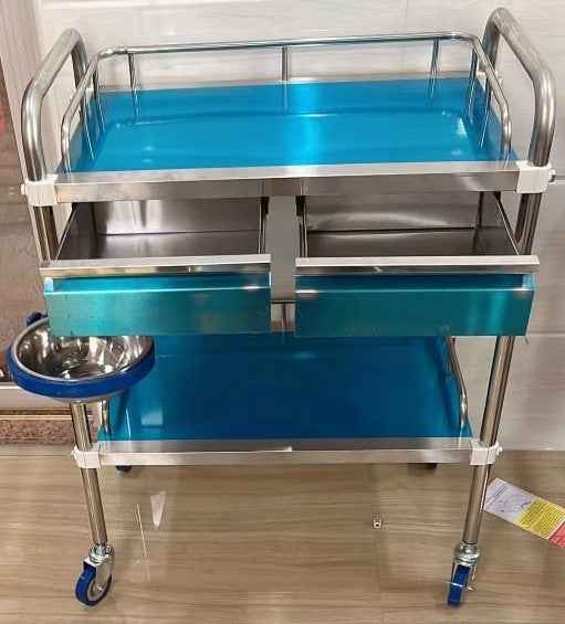 Uphealthy Instrument Trolley Full S.S with 2 Drawer -201G