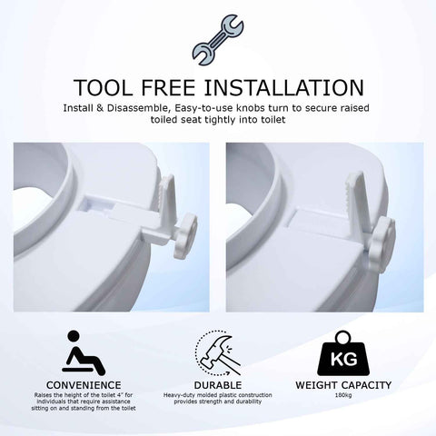 Easycare 6-Inch Toilet Seat Riser with Lid & Safe Lock