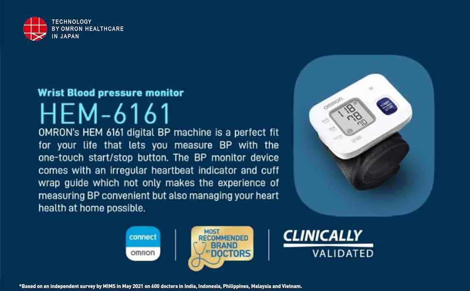 Omron HEM 6161 Fully Automatic Wrist Blood Pressure Monitor