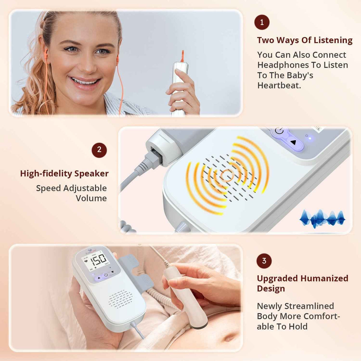 EASYCARE EC2016 Fetal Doppler Machine with High sensitivity Probe