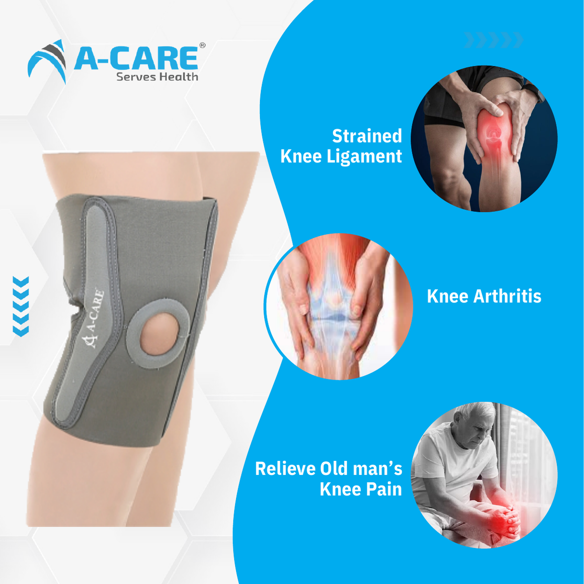 Acare Knee Support Elastic (Open Patella & Hinges) - Surgismart